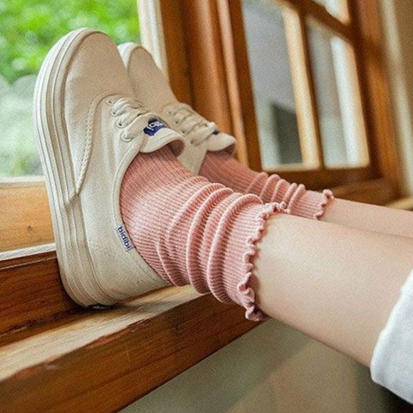 Cherie Loren Accessories - Pink Frill-Trim Socks NWT